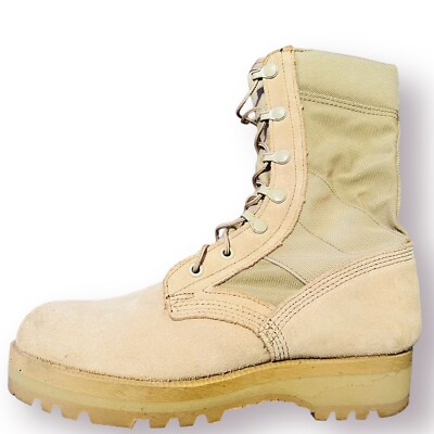 Wellco US Military Combat Boots Hot Weather Desert Tan Vibram Size 5XW Wide