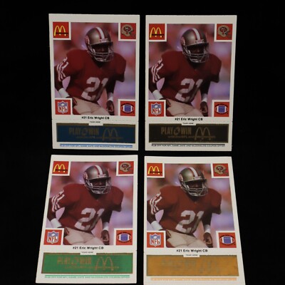 1986  Eric Wright San Francisco 49ers  McDonald's 4 Color Card Set  (D)
