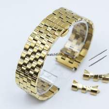 Curved Polished Stainless Steel Link Clasp Watch Band Strap Bracelet Replacement