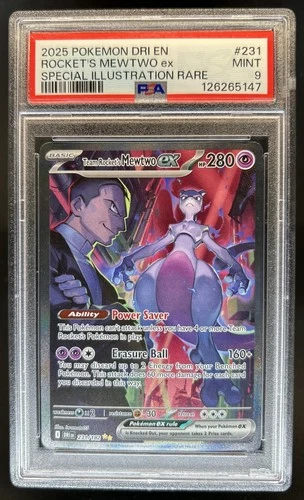 2025 Pokemon Destined Rivals Team Rocket's Mewtwo ex #231/182 PSA 9