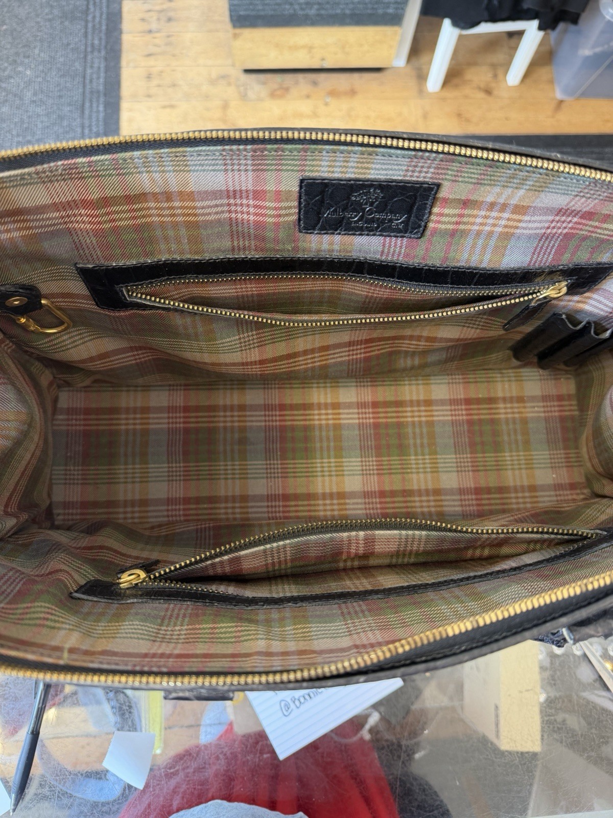 Vintage 1990s Mulberry Black Croc Leather Doctor Travel Bag Jewellery Case Rare image 7