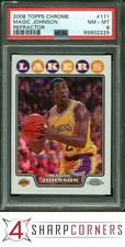 2008 TOPPS CHROME REFRACTOR #171 MAGIC JOHNSON HOF POP 3 PSA 8