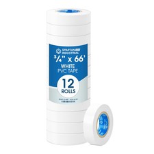 - 3/4" X 66' White Vinyl Tape - 12 Waterproof Colored Electrical Tape Rolls f...