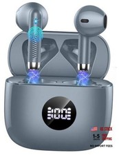 Wireless Earbuds, Bluetooth 5.4 Ear Buds LED Power Display Headphones Dark Gray