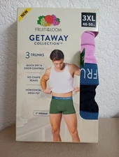 NEW Fruit of The Loom Getaway Collection 3-Pk Men's Trunks Briefs Size: 3XL
