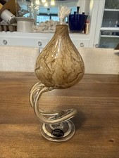 Vintage Hand Blown Glass Krosno Jozefina Oil Lamp, Made in Poland
