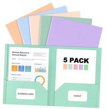 Paper Folders with Pockets, 5 Color Heavy Duty Two Pocket Folder with