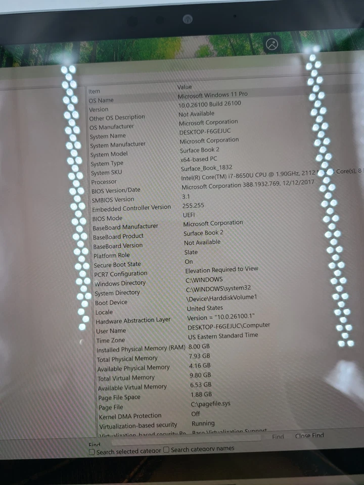 Microsoft Surface Book 2 i7-8650U 1,9 GHz 8 GB Ram 256 GB SSD W11P GTX 1050 Foto 2 de 4