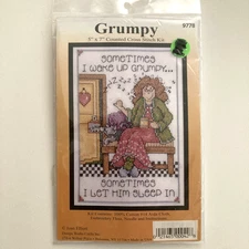Design Works Joan Elliott Cross Stitch Kit "Grumpy" Mornings 5"x7" NIP 9778