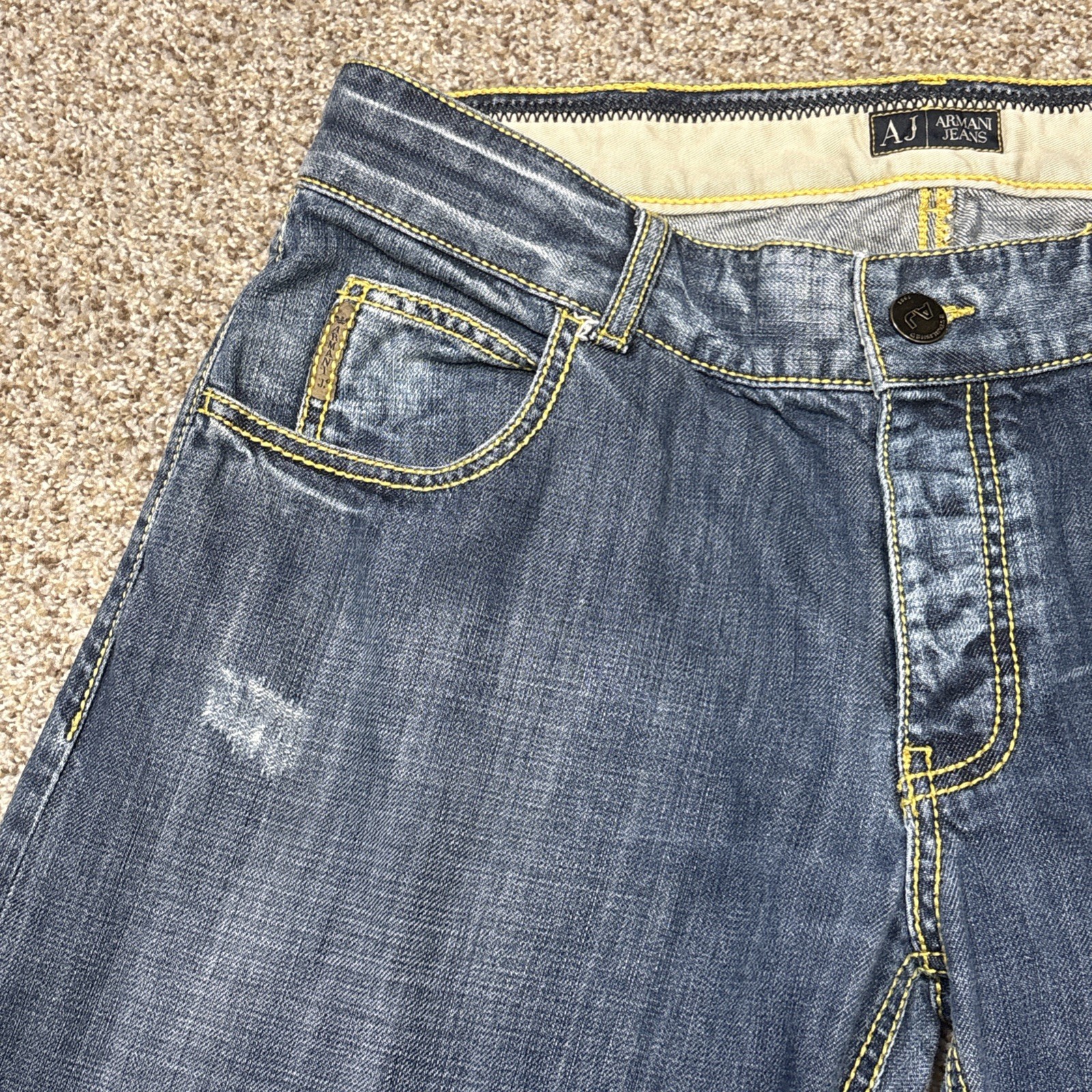 A J ARMANI Jeans Indigo 007 Series Straight Leg Jeans 34 X 27 - View 3