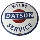 Vintage Datsun Sign - Automobile Gas Pump Service Dealer Porcelain Sign