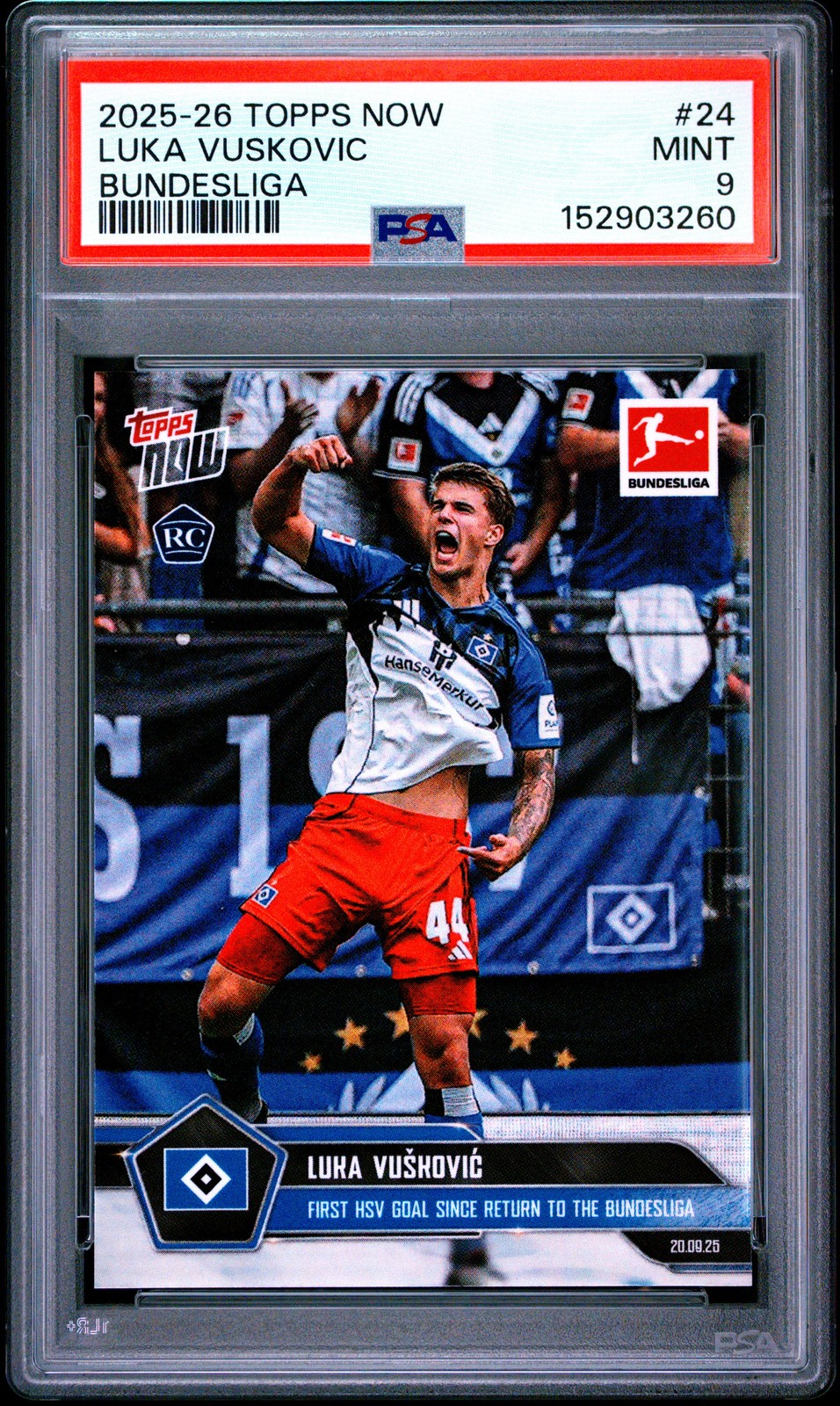 2025 TOPPS NOW BUNDESLIGA #24 LUKA VUSKOVIC PSA 9