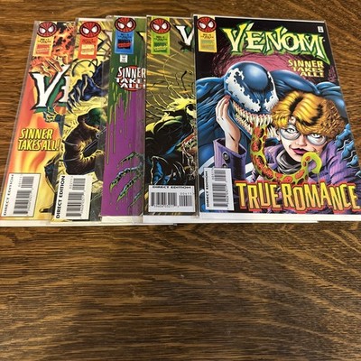 Complete Set Venom Sinner Takes All 1 2 3 4 5. 1st app She-Venom Marvel 1995