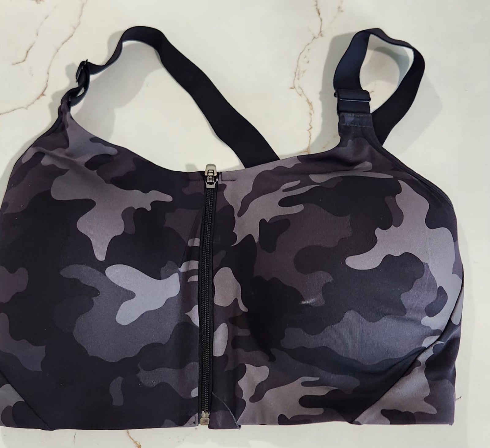 All in Motion 36DD High Support Zip Front Camo Racerback Sports Bra Wireless