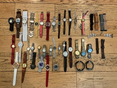 Large Lot Of Watches 36 Comes With Extra Watch Bands Some Do Work Some Untested