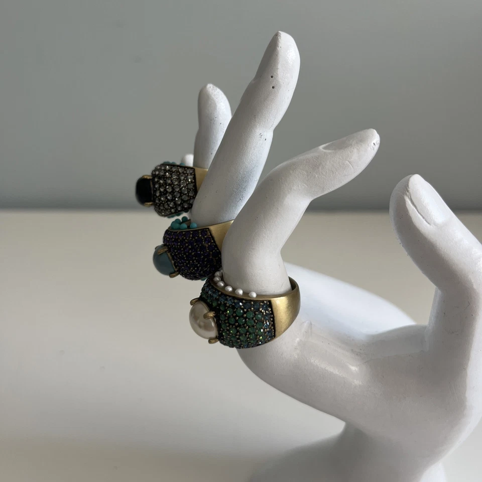 Lote de 3 anillos de cúpula de piedras preciosas de cristal HEIDI DAUS nuevos en caja talla 8 Foto 2 de 4