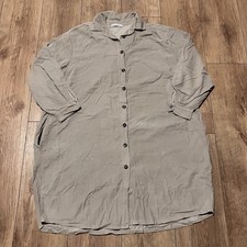 Made In Italy Shirt Corduroy Dress Beige 100% Cotton One Size Knee Length