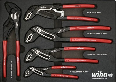 Wiha 5 Piece Classic Grip V-Jaw Tongue & Groove Pliers Tray Set 34691