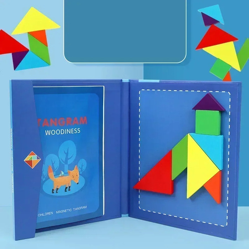 Wooden Jigsaw Magnetic Tangram Puzzle Book Educational Toys For ...