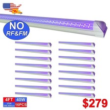16PK UV Led Black Light Fixture 48 inch 40W 4Ft Tube Easy Install Stage Lighting