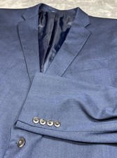 Stafford Blazer Men s 54R Blue Herringbone Soft Stretch Classic Fit Sport Coat