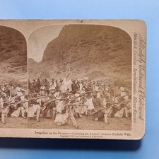 Greek Turkey War Stereoview 3D C1897 Real Photo Irregular Grecian Troops Rifles