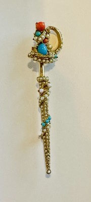 RARE Ciner Signed Vintage 1960's Rhinestone Sword Brooch AS IS Bold & Beautiful