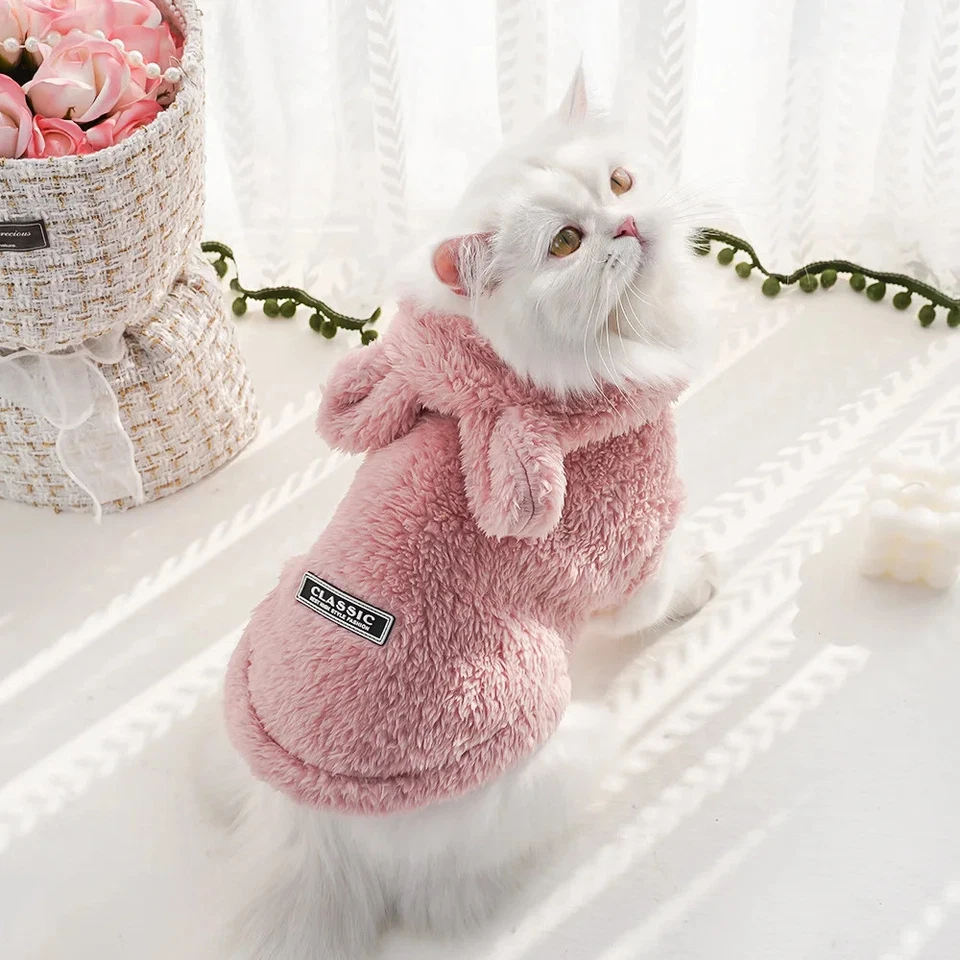 Pet Dog Soft Fleece Clothes Cute Hoodie Coat Winter Puppy Hooded Jacket Sweater - Image 3 of 4