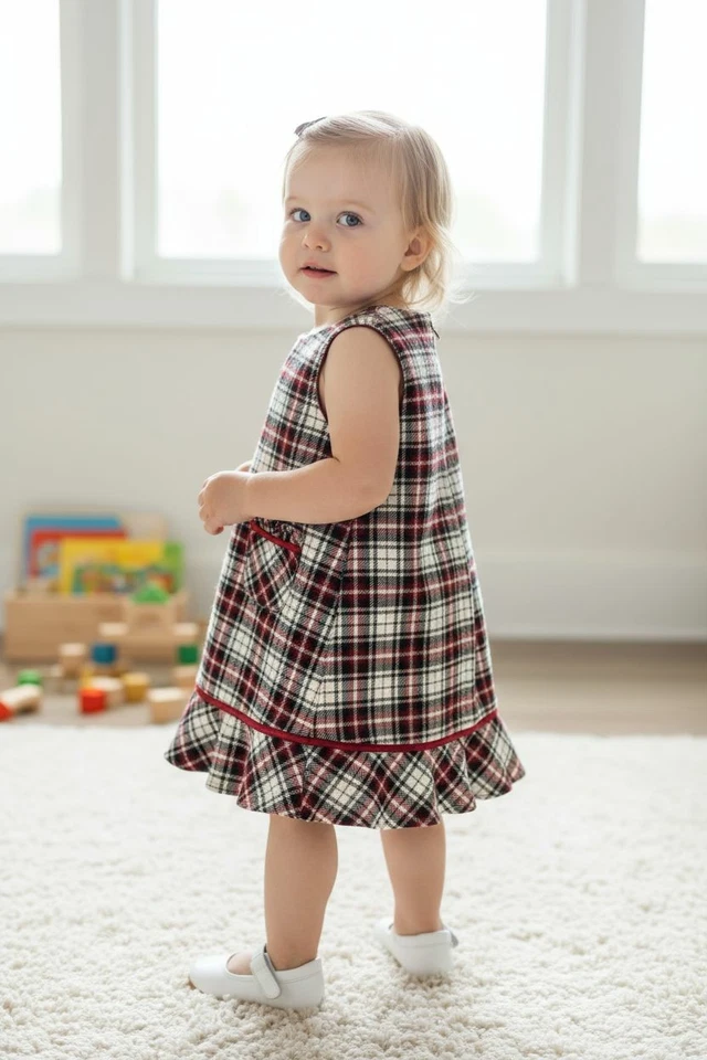 Vintage 2004 Gymboree  Plaid Flounced Jumper Dress 18-24 Mos Fully Lined Pockets - Image 2 of 4