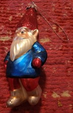 Glass garden gnome forest friend Christmas ornament holiday cottagecore