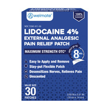 WELMATE Pain Relief Lidocaine 4% Patch | 30 Ct Exp 12/27 (Compare to Salonpas)
