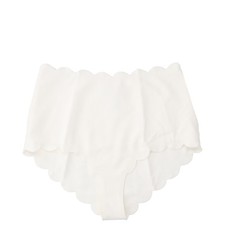 MARYSIA Womens Santa Monica Bikini Bottom High Waist Scallop Trim White S RRP130