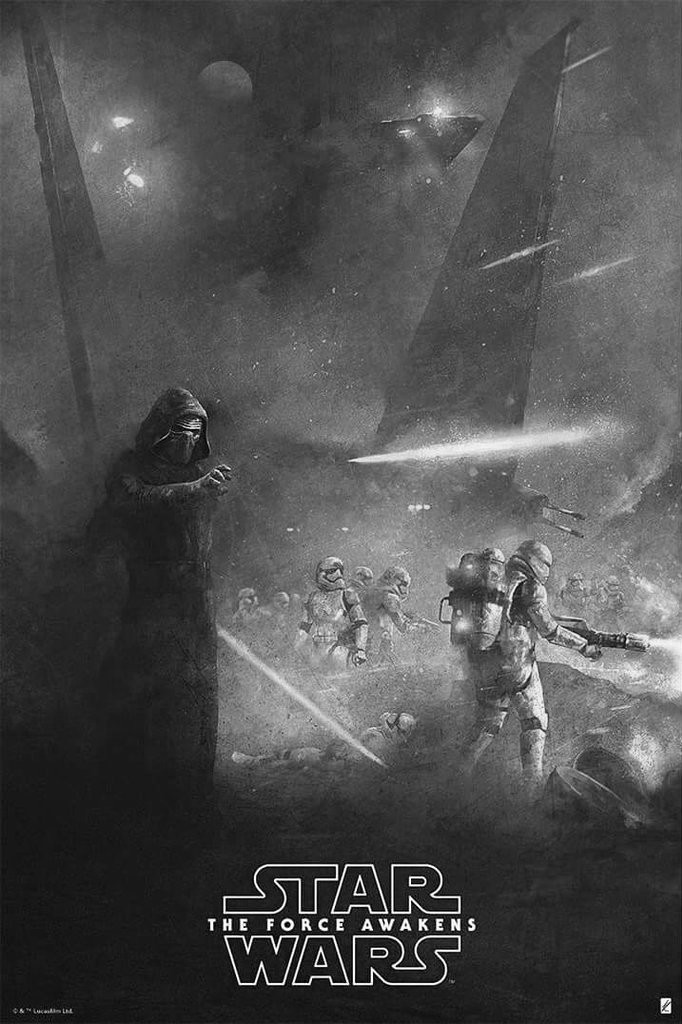 Star Wars The Force Awakens B&W Variant, Karl Fitzgerald Screen Print Art Poster