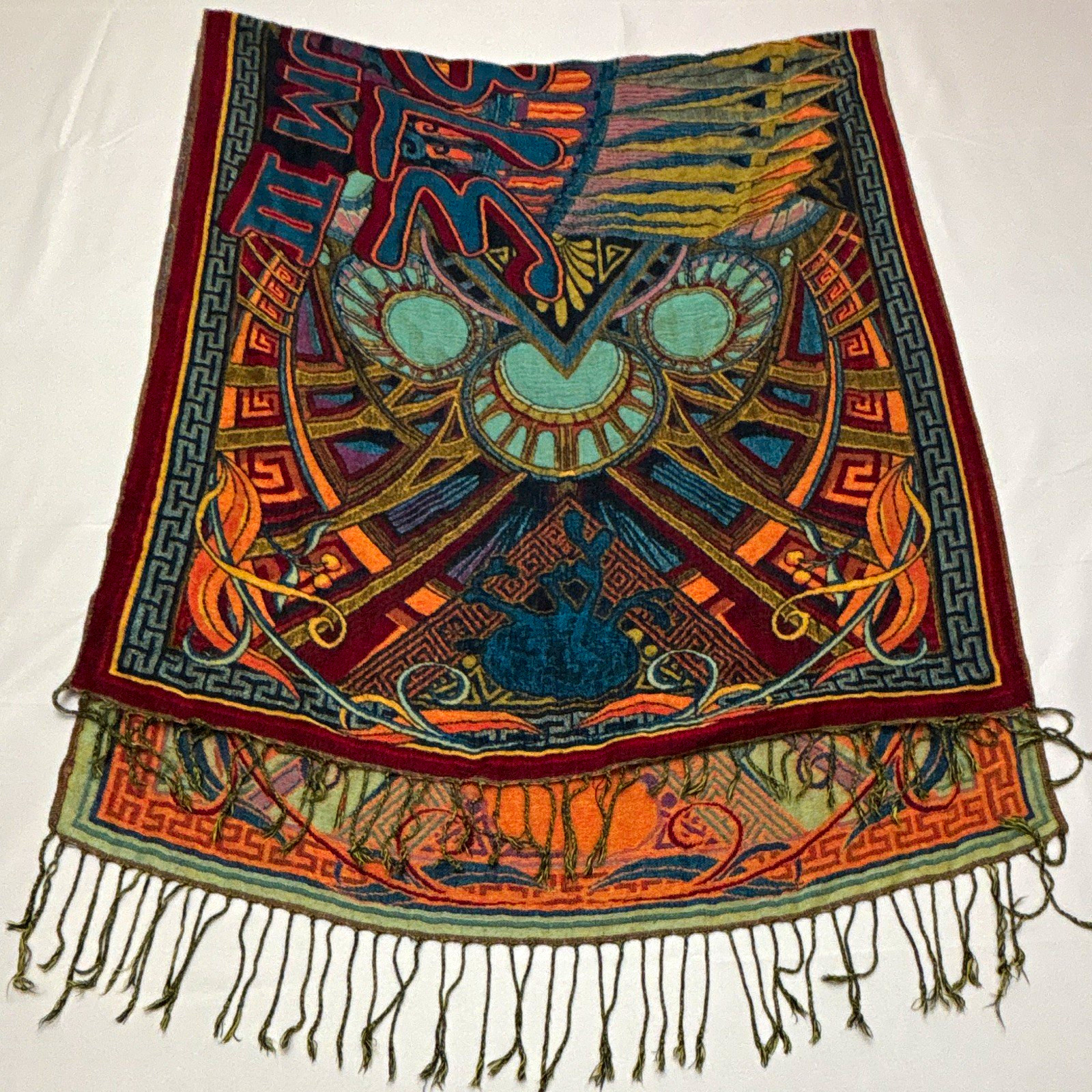 Ganja White Night Wobble Coliseum 3 Orange/Bluegreen Pashmina Pre-owned Wobble Coliseum III