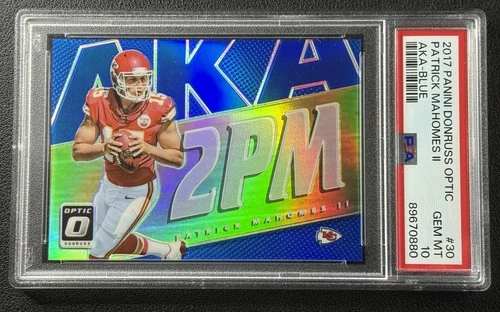 PATRICK MAHOMES II PSA 10 2017 PANINI DONRUSS OPTIC 30 AKA BLUE PRIZM RC 122/149