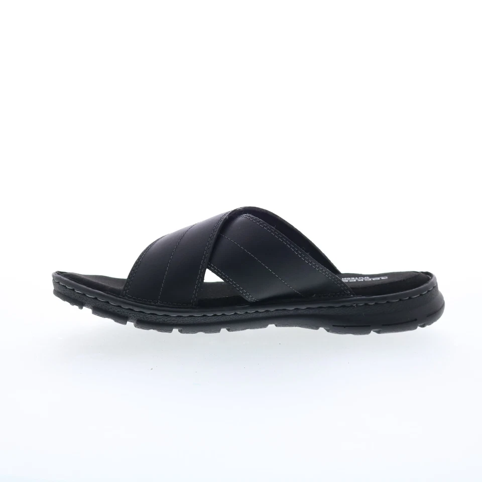 Rockport Darwyn Cross Band CI5686 Mens Black Leather Slides Sandals Shoes 7.5 - Image 3 of 4