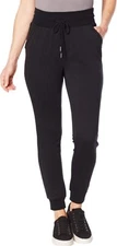 DG2 Diane Gilman French Terry Knit Pull-On Slim Jogger Pant Black PL NEW (173)