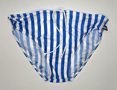 AussieBum Men's Stryper Striped Swim Brief, Size M L Blue White- NWT