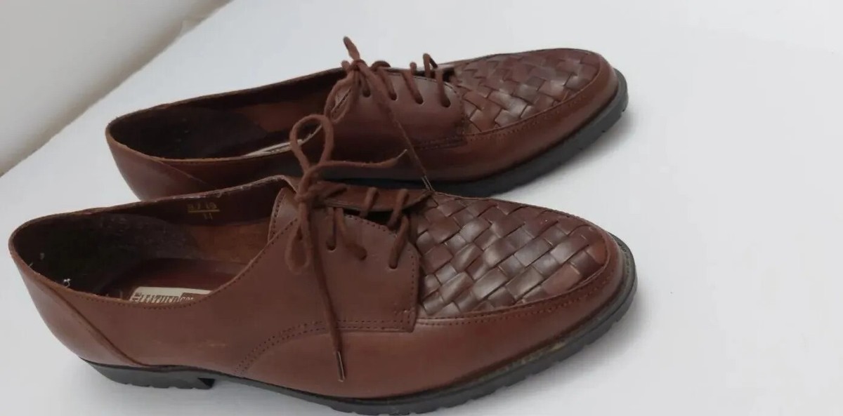The Leather Collection 9719 Brown Leather Loafers Braided Lace