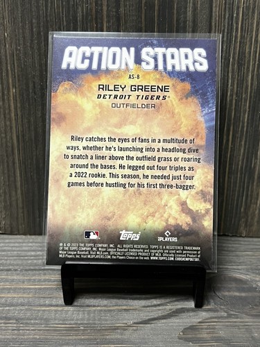 Actualización 2023 Topps Action Stars #AS-8 Riley Greene radiocontrol Tigres de Detroit - Imagen 2 de 2