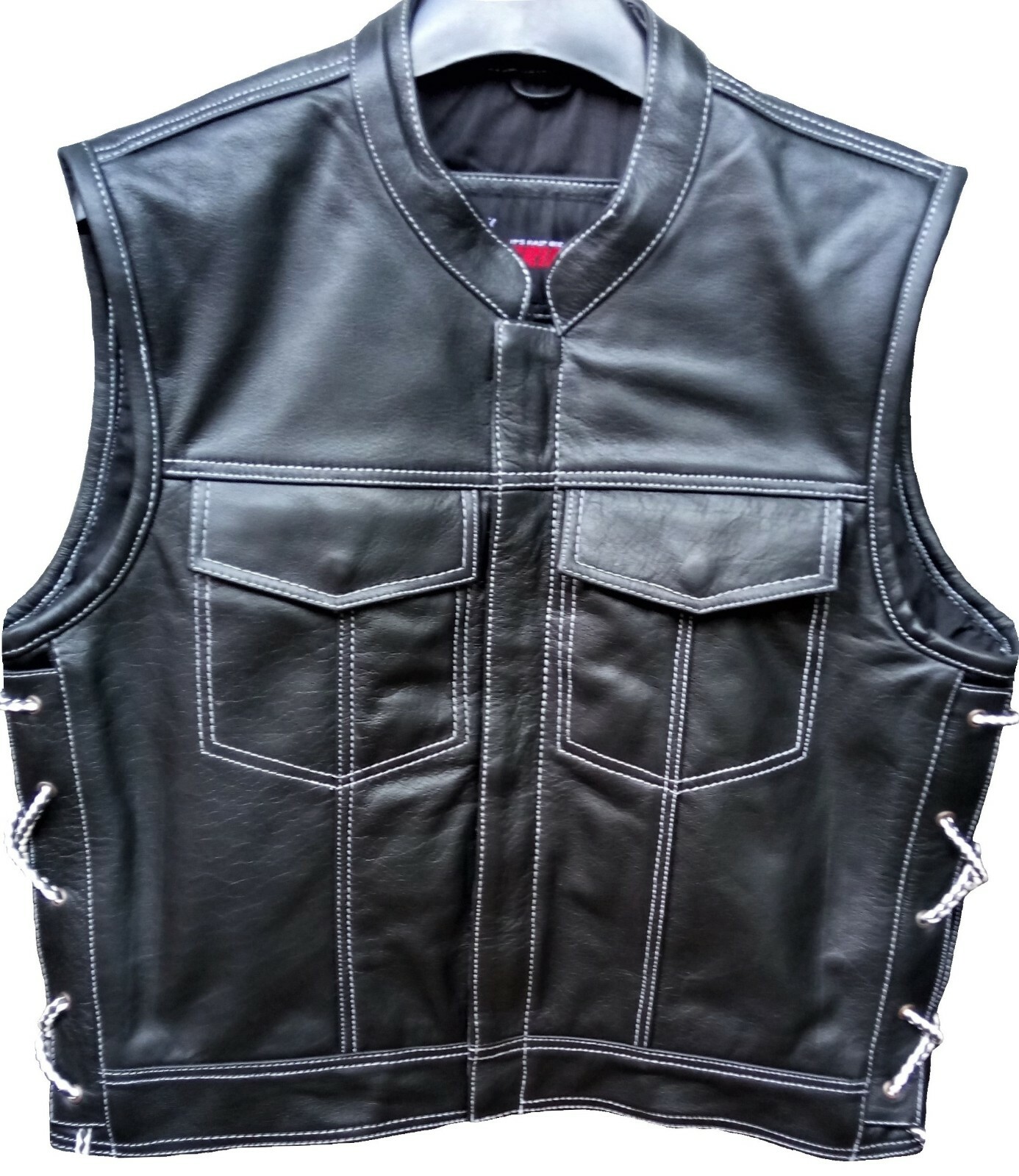 Motorcycle Vest Leather Sons of Anarchy Rider Zipper American Biker Leather Vest