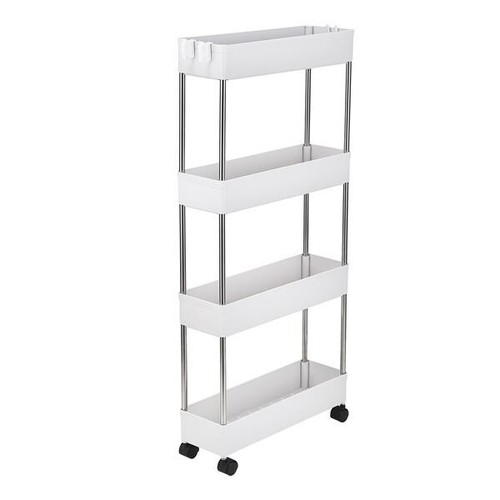 4 Tier Slim Storage Cart Mobile Shelving Unit Organizer Rolling Utility Rack - Picture 3 of 10