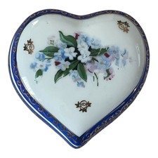 Vintage 1990s Heart-Shaped Trinket Box - Flor...