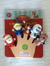 Rudolph The Red-Nosed Reindeer Finger Puppets- 5 Piece Set - NEW