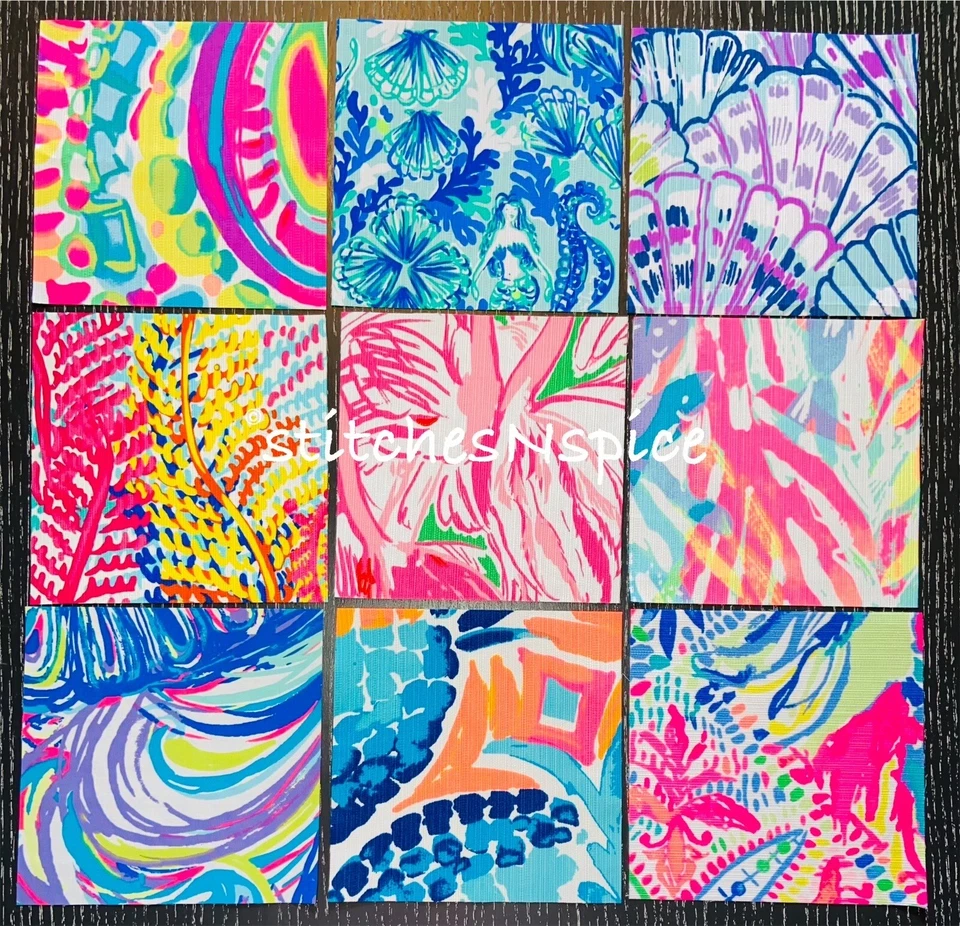 Juego de 10 cuadrados de tela Lilly P. 4x4 pulgadas Foto 3 de 4