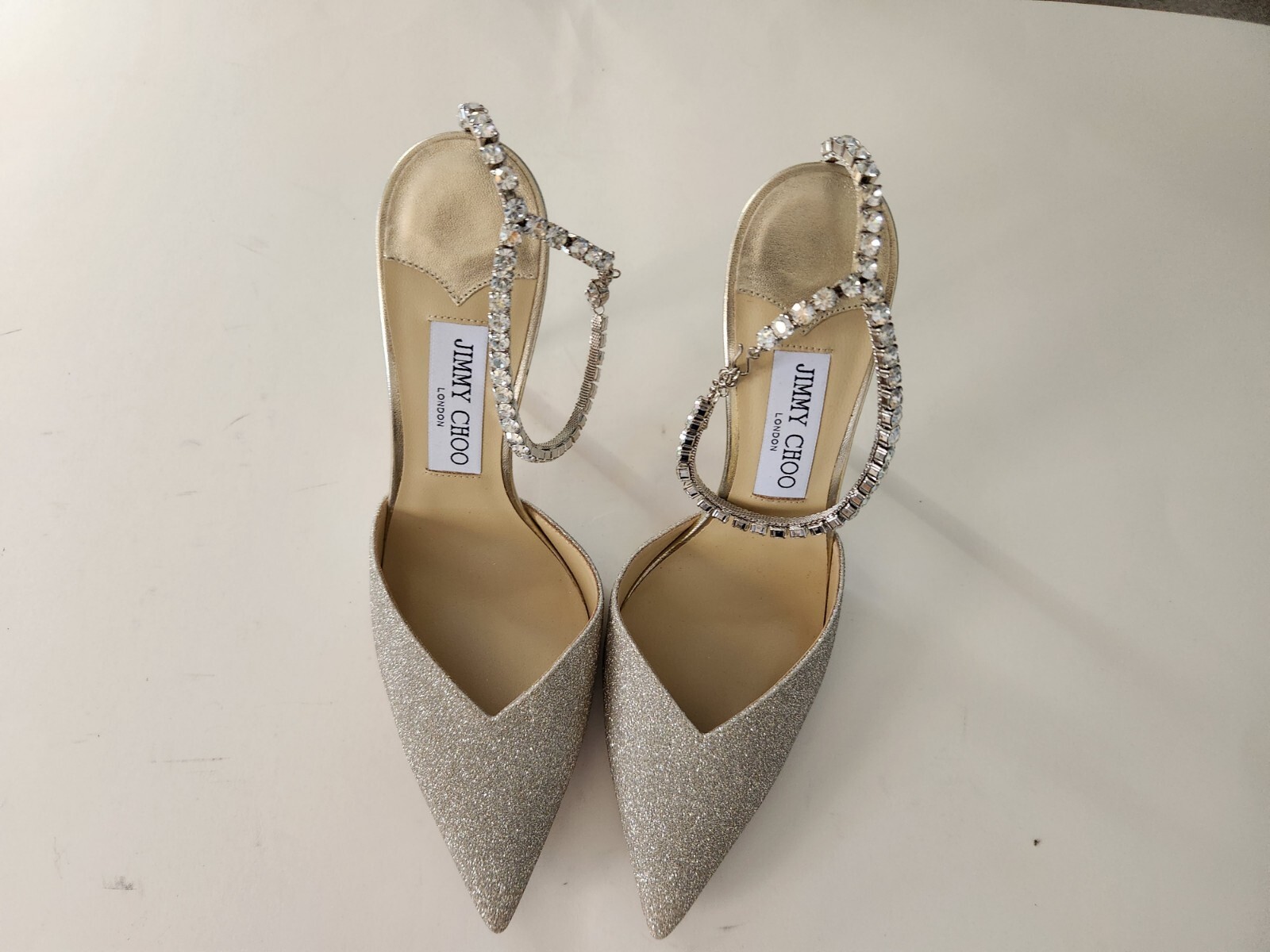 Jimmy choo Saeda Glitter Crystal Ankle Strap Pump Sz 39.5 US 9.5 | eBay