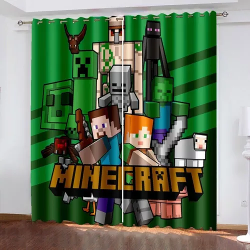 Tende camera da letto bambini videogioco 3D Minecraft anello oscurante decorazione porta protezione UV - Foto 18 di 20