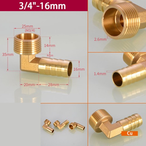 Brass Elbow Male Joint Pipe Fitting Connector 1/8" 1/4" 3/8" 1/2" 3/4" - Picture 24 of 26