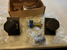 Emtek 5212OCTUS10B Privacy Set, Modern Rectangle Rosette, Octagon Knob ORB