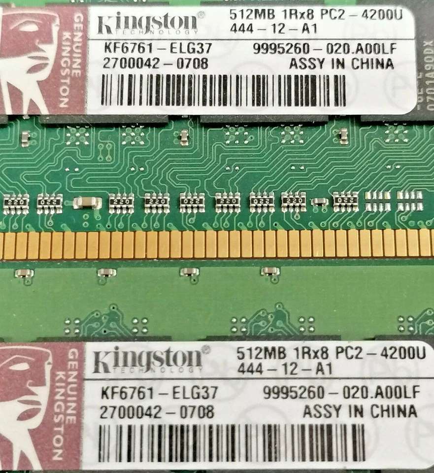 Lot of 4 2GB(4x512mb) PC-2 4200 240 Pin - Image 2 of 4